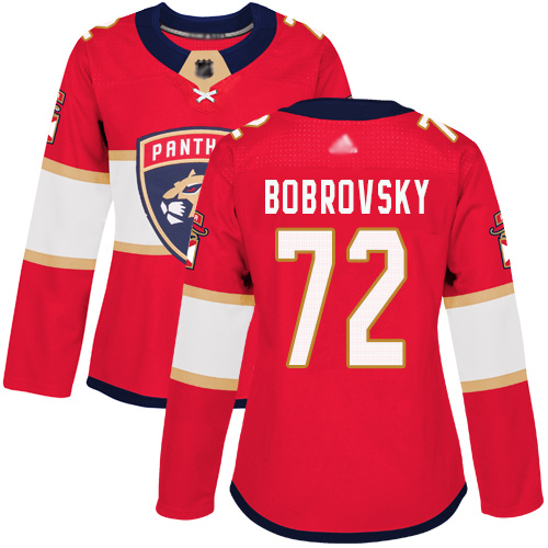Adidas Panthers #72 Sergei Bobrovsky Red Home Authentic Women's Stitched NHL Jersey